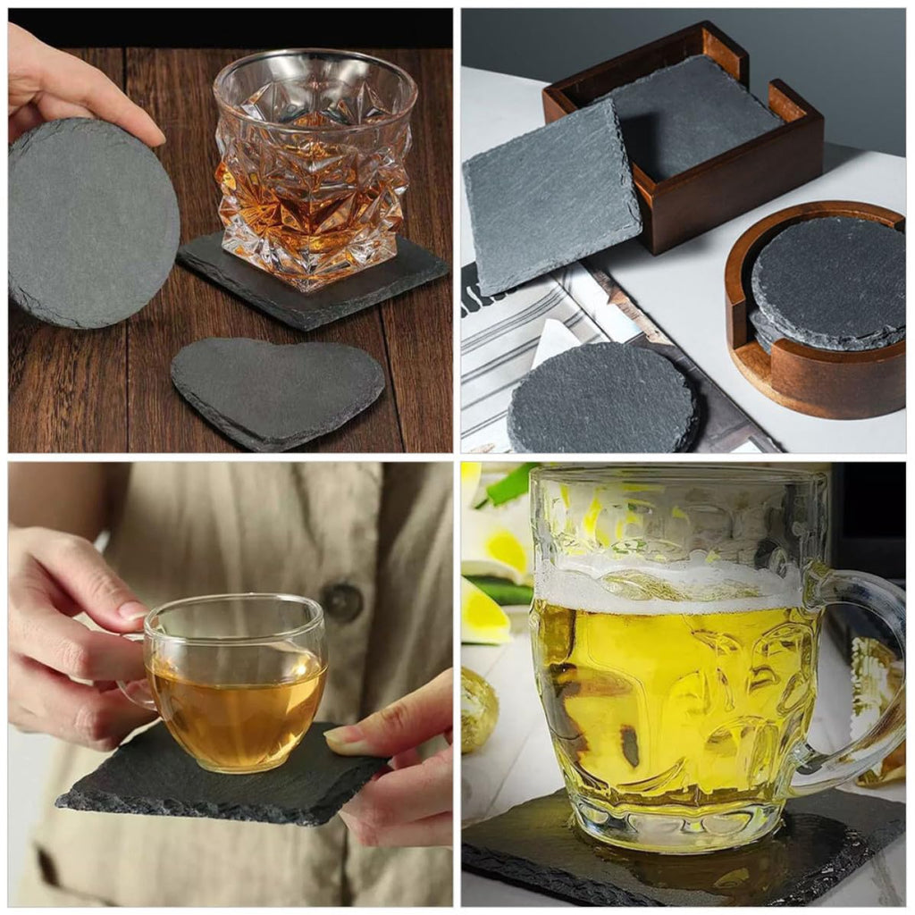 Black Natural Stone Coasters Set J5018