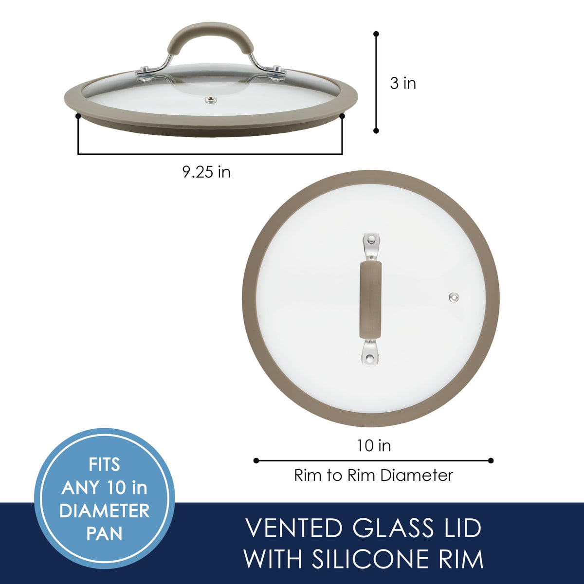 10-Inch Silicone-Rimmed Glass Lid D980