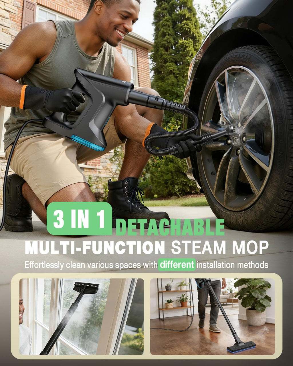 14-in-1 Lightweight Detachable Handheld Steam Mop Black B81111