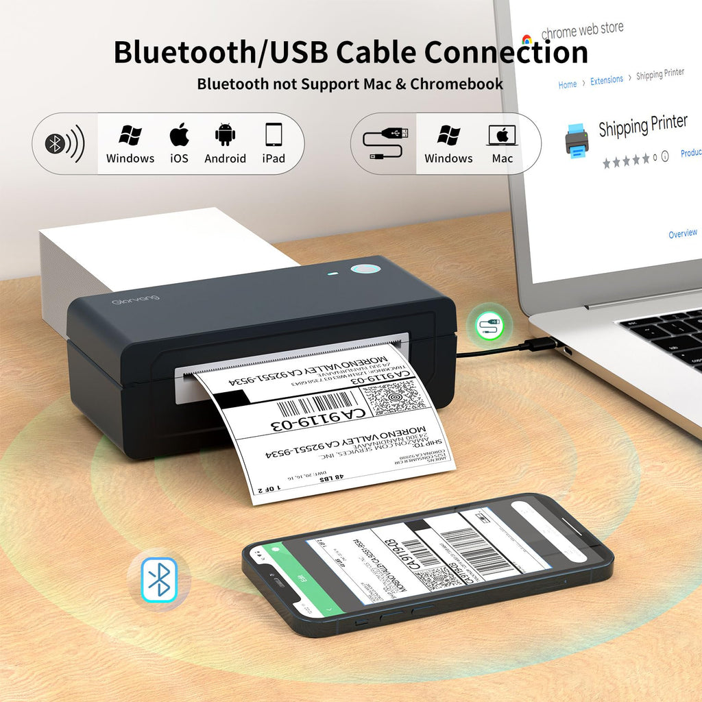 Bluetooth Thermal Shipping Label Printer, 4X6 Inkless Wireless Label Printer O36932