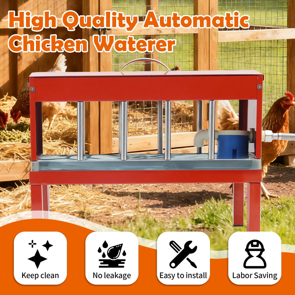 Automatic Stainless Steel Poultry Waterer with Float Valve B103659