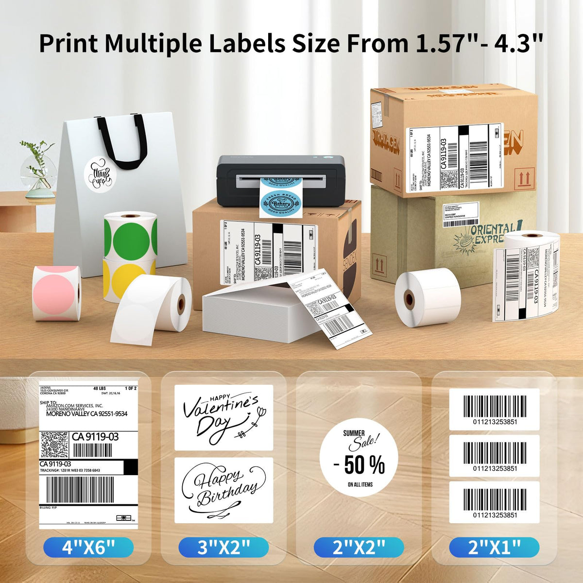 Bluetooth Thermal Shipping Label Printer, 4X6 Inkless Wireless Label Printer O36932
