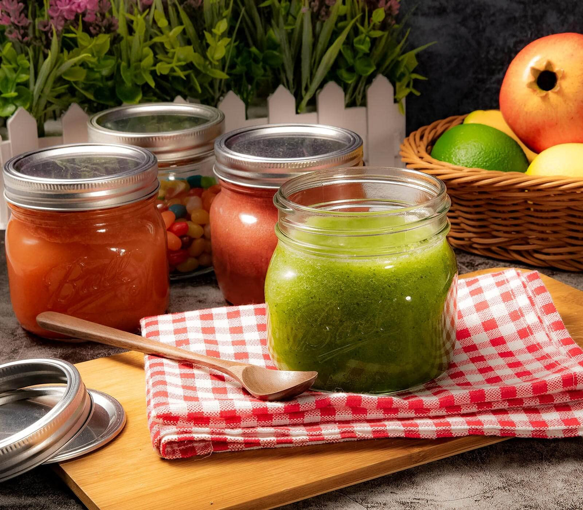 Wide Mouth Mason Jars 16oz with Airtight Lids and Bands R959