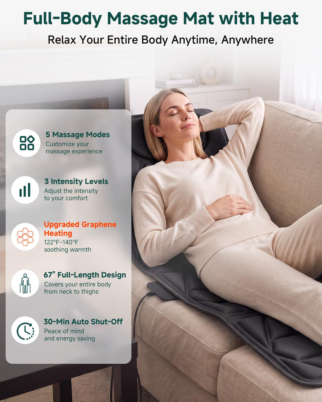 Full Body Massage Mat with Heat E989