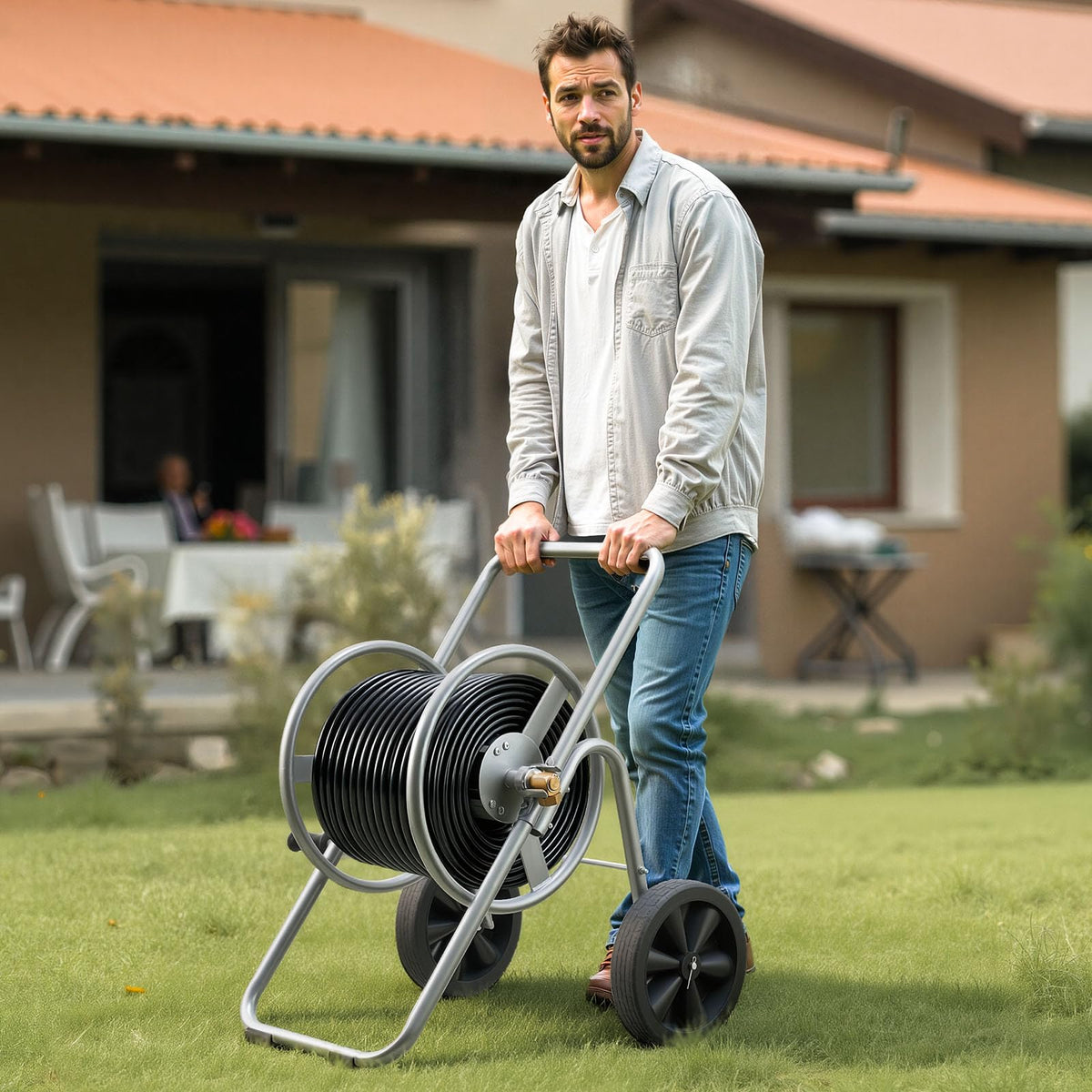 200/300 ft Garden Hose Reel Cart with Two Wheels K45694