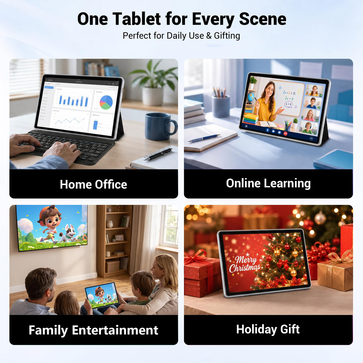 10.1" Android 16 Tablet with Keyboard, 30GB RAM 64GB ROM, Gray T810
