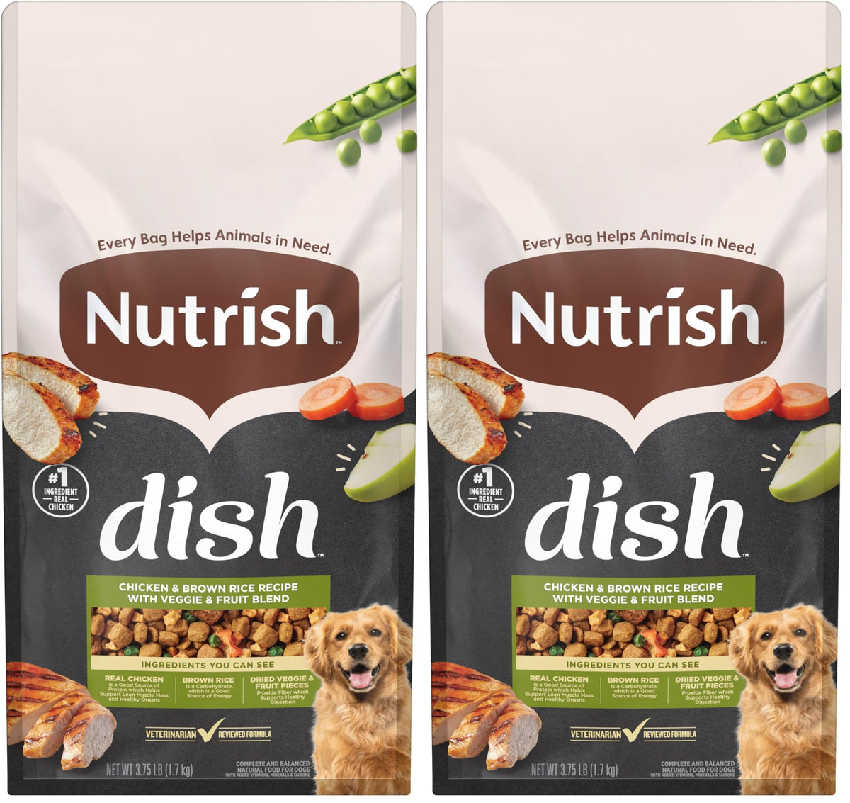 Natural Dry Dog Food Chicken & Brown Rice 3.75 Pound Bag Pack of 2 L64143