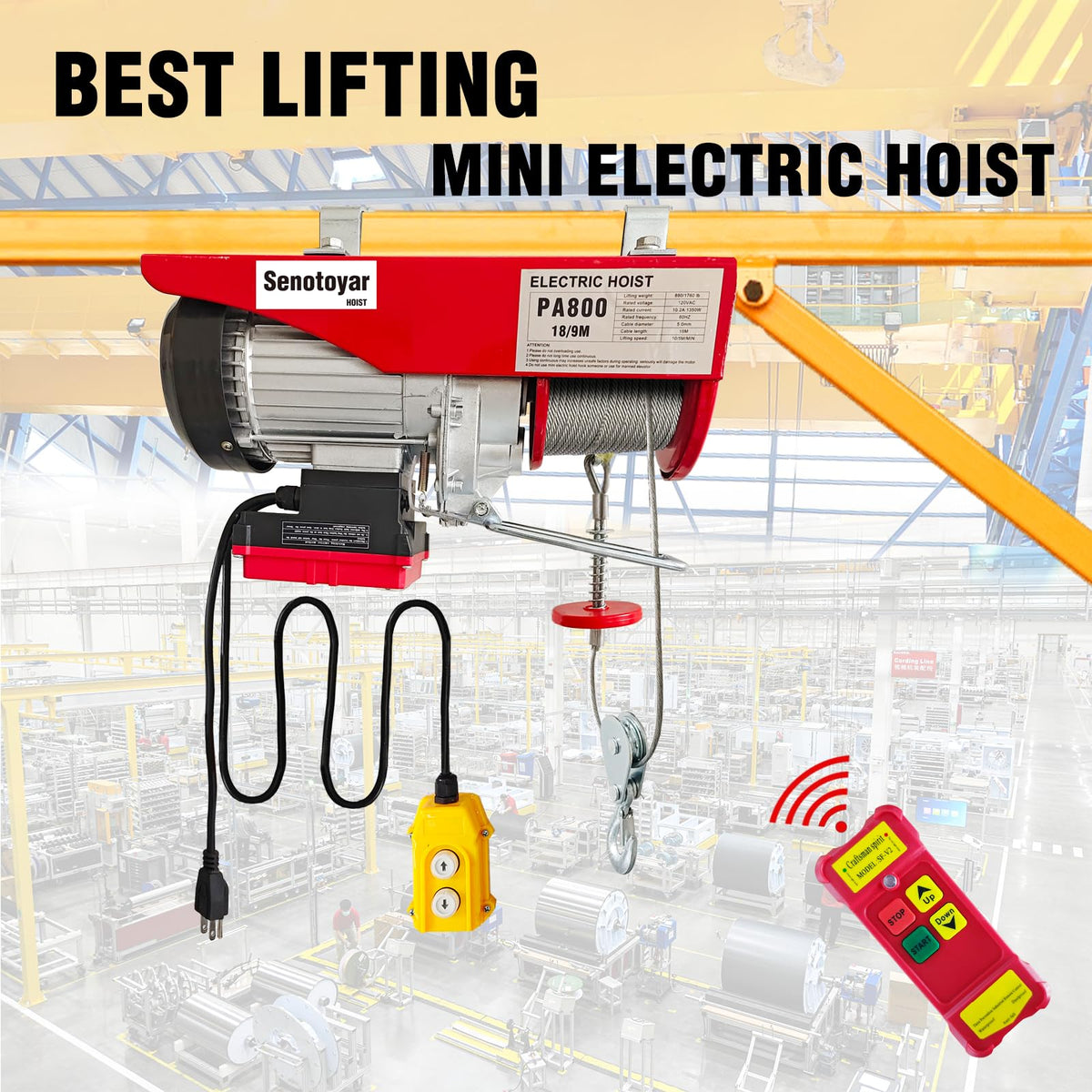 1760lbs Electric Hoist Winch with Wireless Control L4328