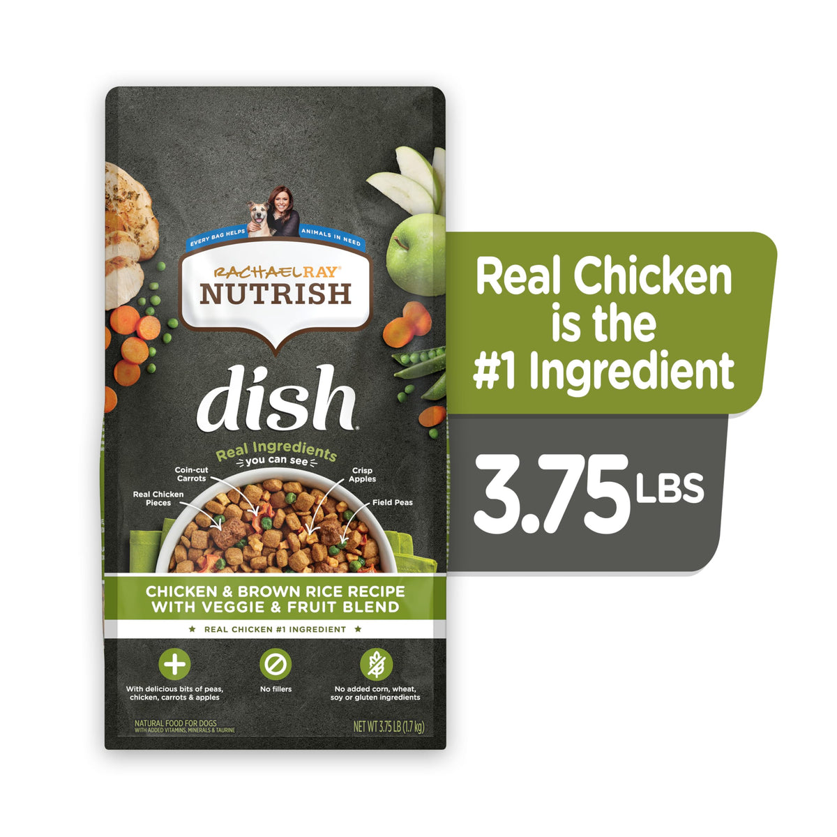 Natural Dry Dog Food Chicken & Brown Rice 3.75 Pound Bag Pack of 2 L64143
