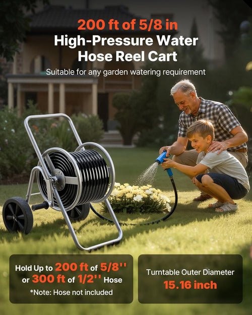 200/300 ft Garden Hose Reel Cart with Two Wheels K45694