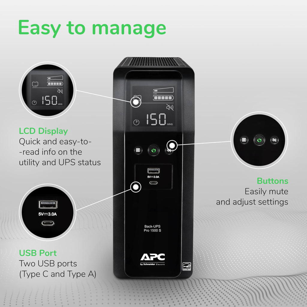 Pure Sine Wave UPS Battery Backup & Surge Protector H57370