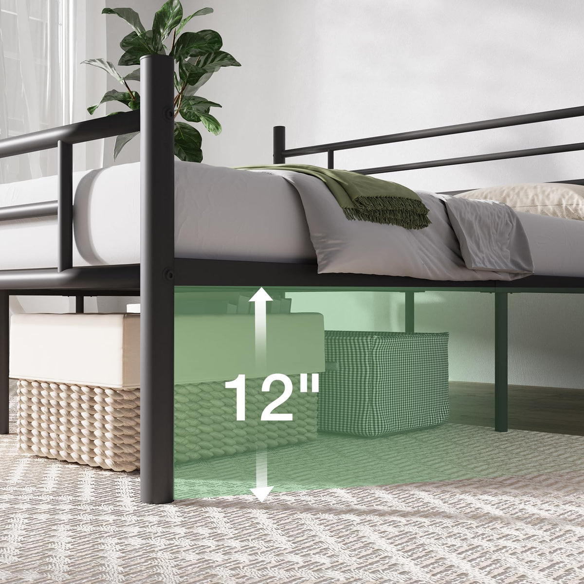 Full Size Metal Platform Bed Frame with Headboard and Footboard C8768