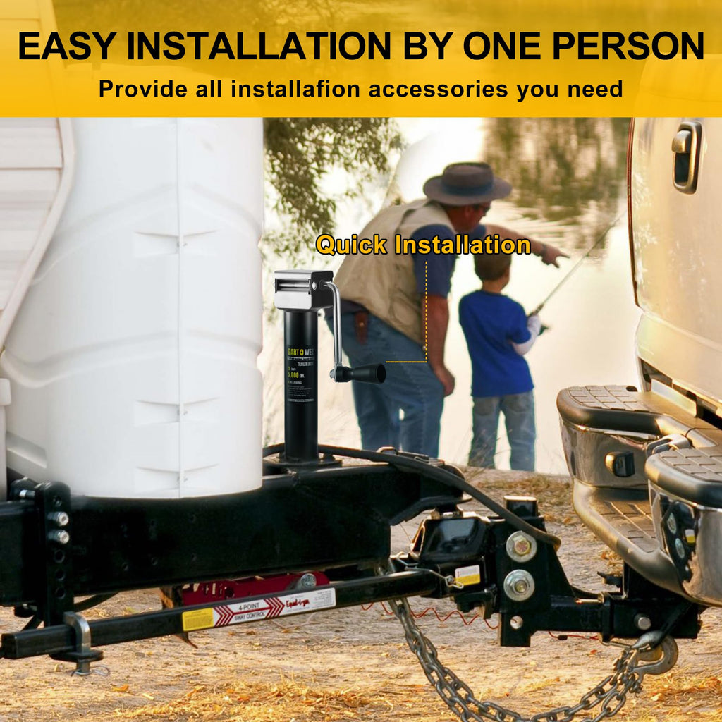 5000 lbs A-Frame Trailer Jack, 15" Vertical Travel with Adjustable Drop Leg E4747