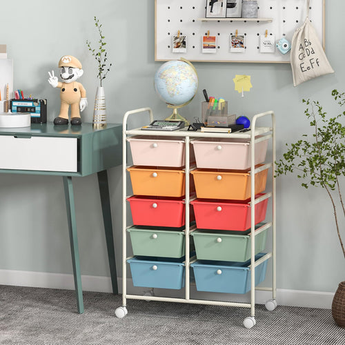 10 Drawer Rolling Storage Cart with Metal Frame M3282