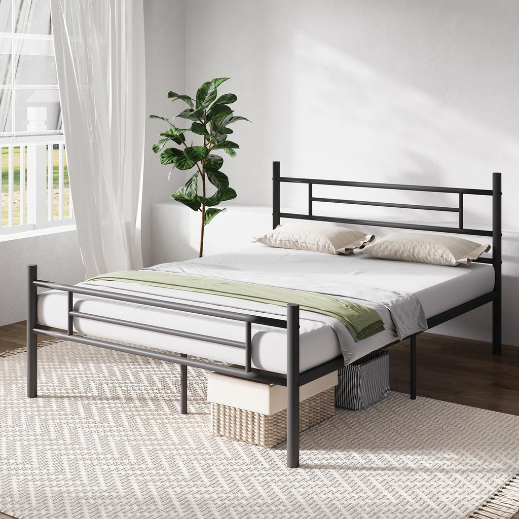 Full Size Metal Platform Bed Frame with Headboard and Footboard C8768