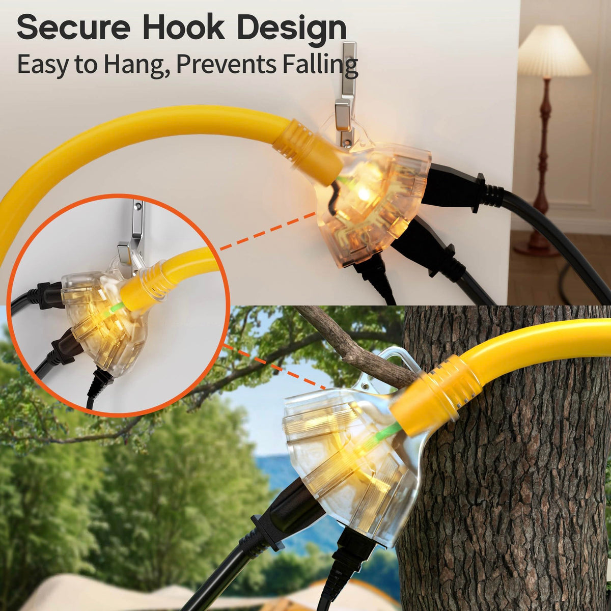 12 Gauge Heavy Duty Extension Cord with Multiple Outlets C671852