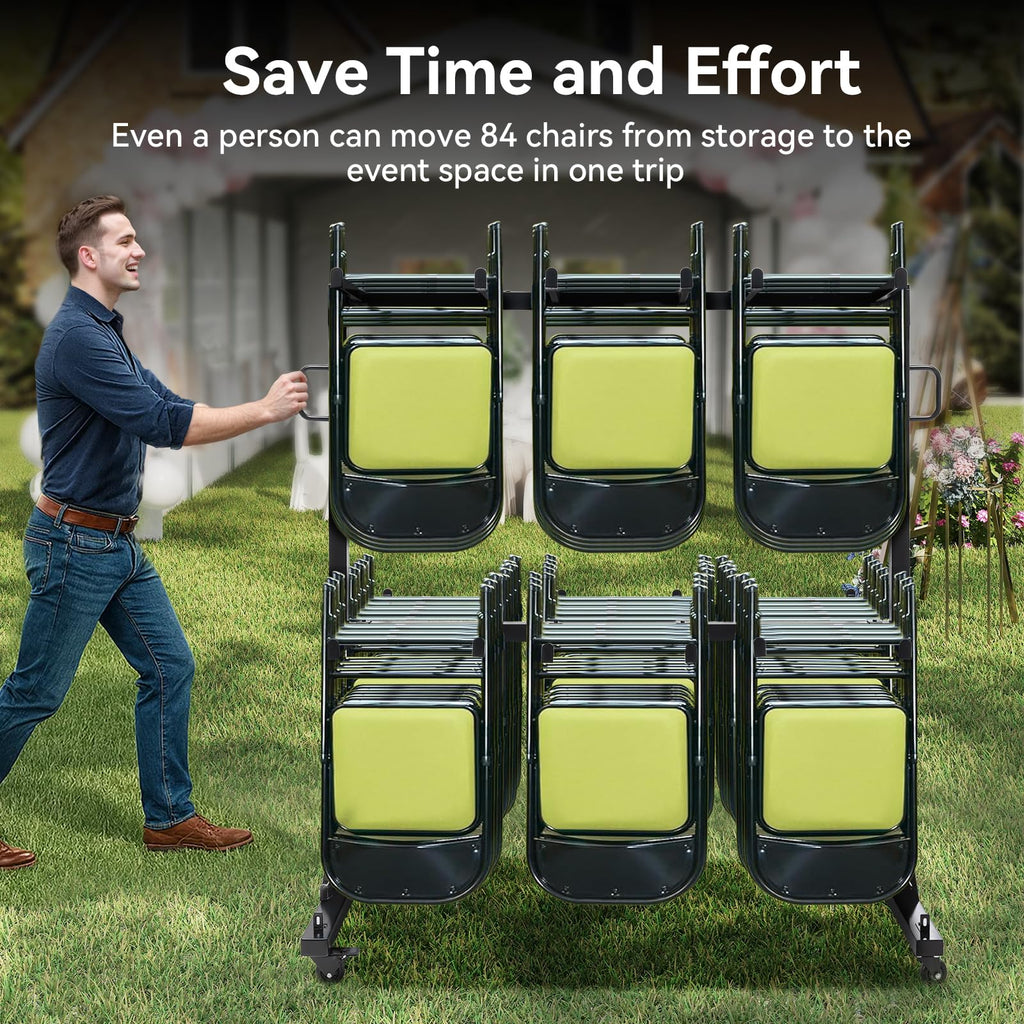 2-Tier Heavy Duty Folding Chair Cart with Wheels G147074