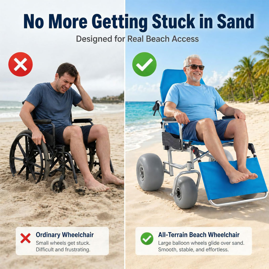 Beach Wheelchair with Balloon Tires W7372
