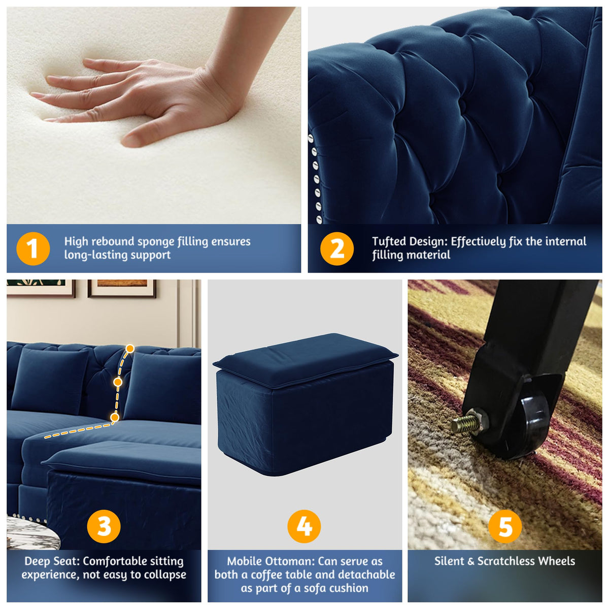 Blue Velvet King Size Sleeper Sofa J776751