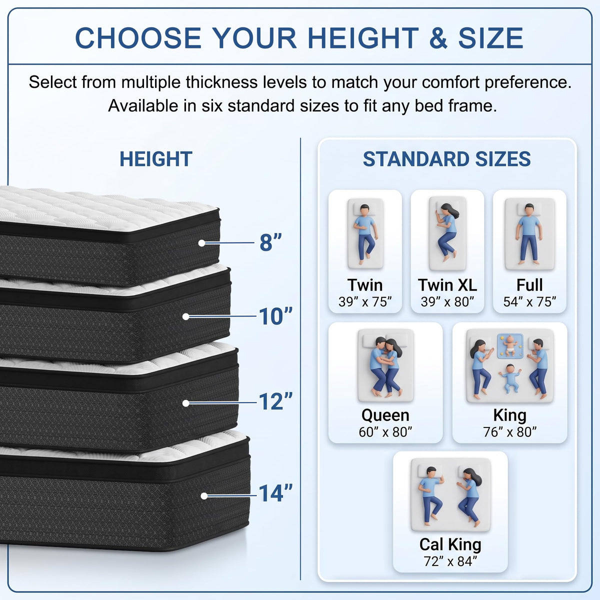 Full Size 12" Hybrid Memory Foam Mattress E454