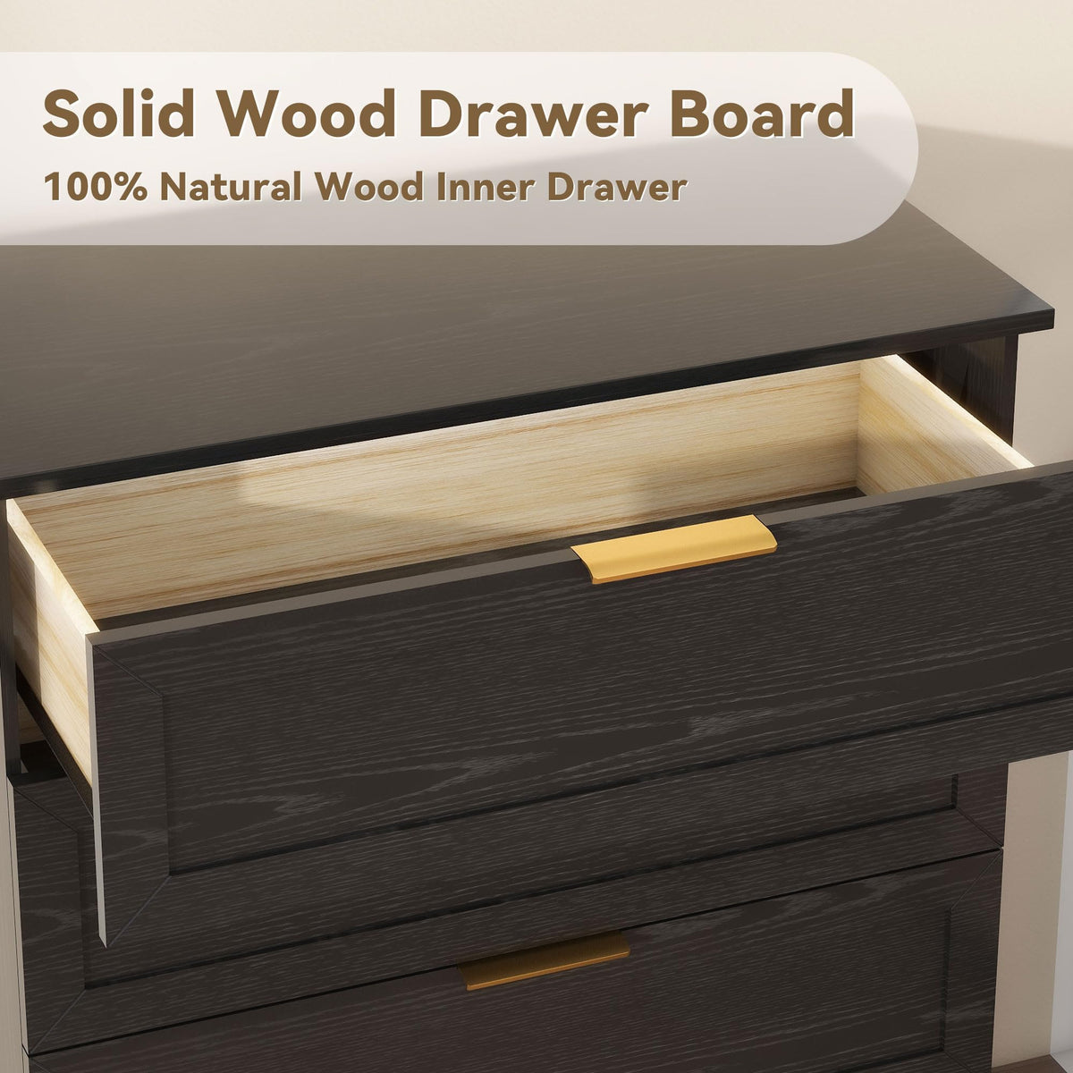 Modern Wide Wooden Chest of Drawers, Black G582