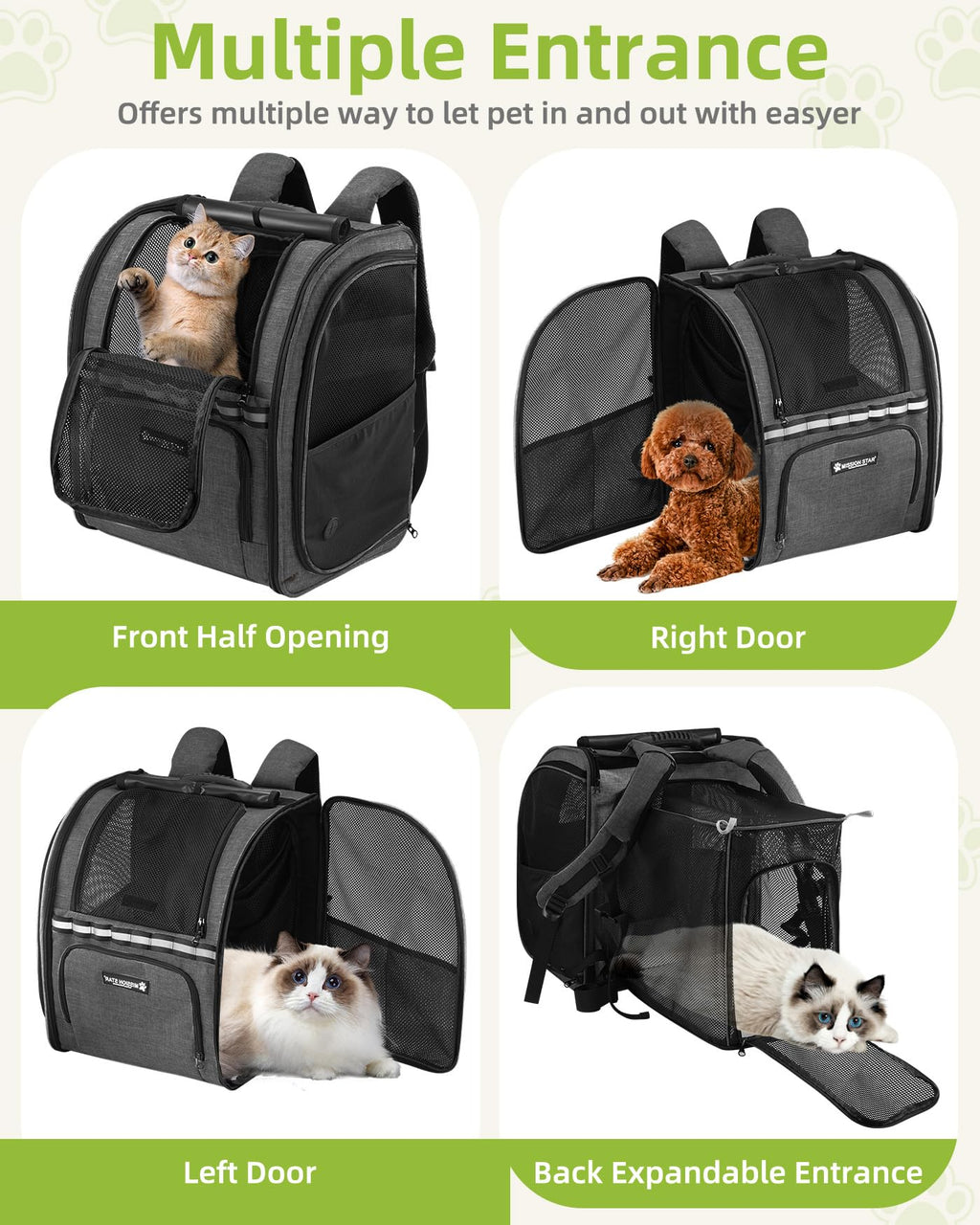 Expandable Breathable Mesh Cat Dog Carrier Backpack M92200