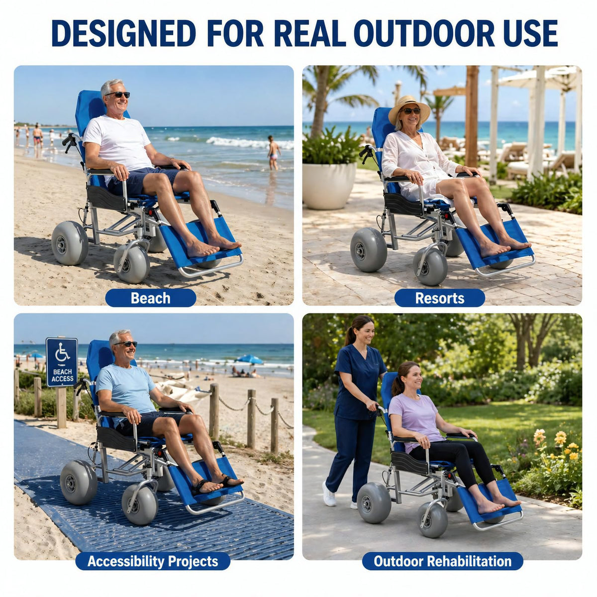Beach Wheelchair with Balloon Tires W7372