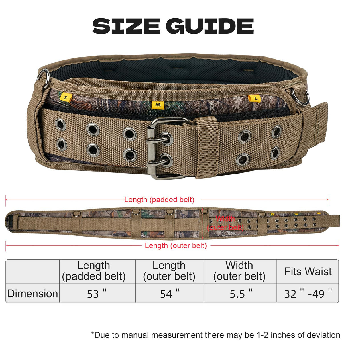 Camo Tool Belt with Suspenders Heavy Duty Carpenter Rig K2964