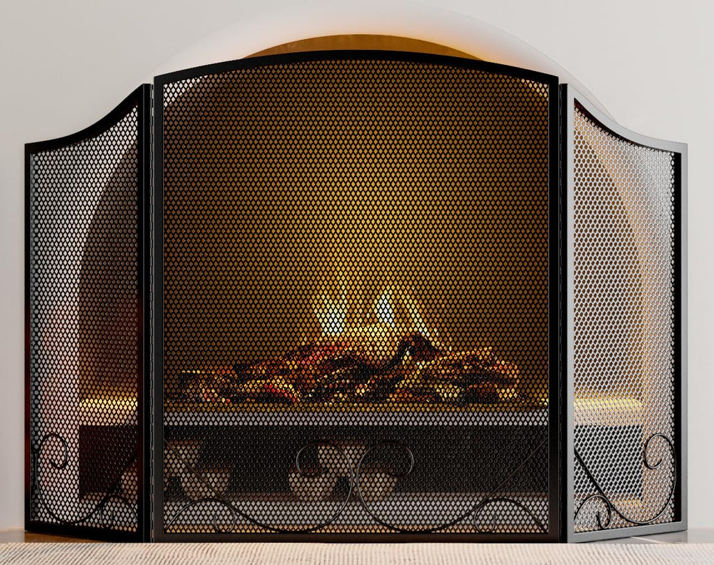 Black Wrought Iron Fireplace Screen C271