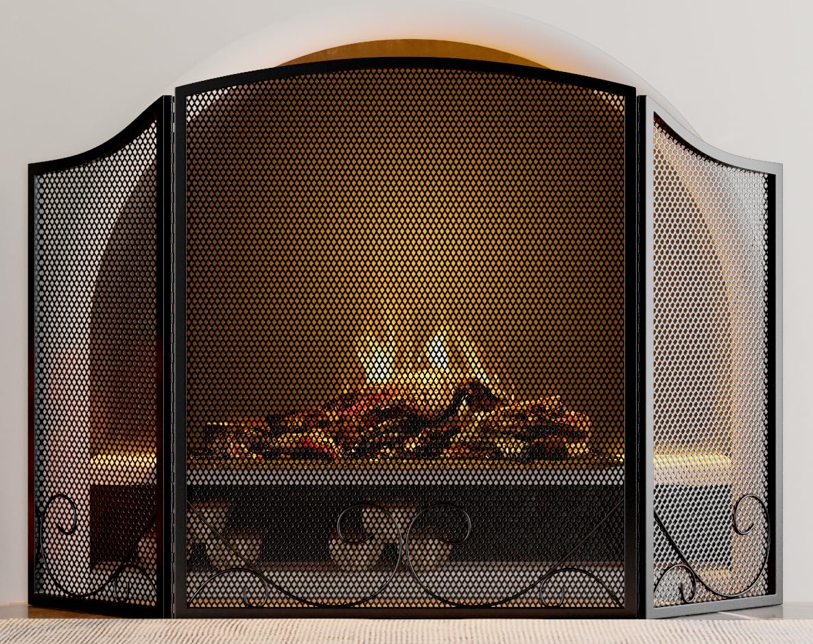 Black Wrought Iron Fireplace Screen C271