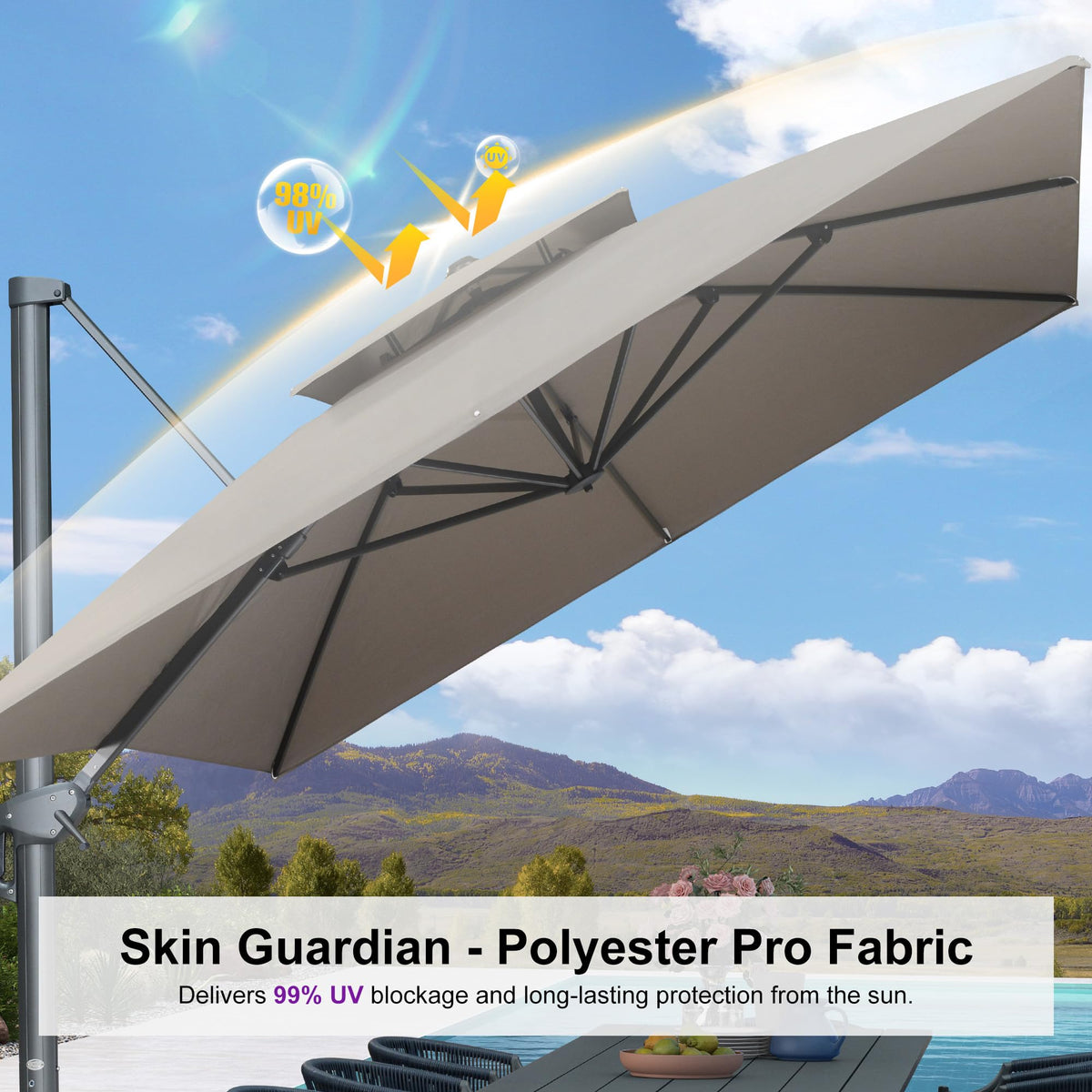 10' x 13' Cantilever Umbrella with Base N278