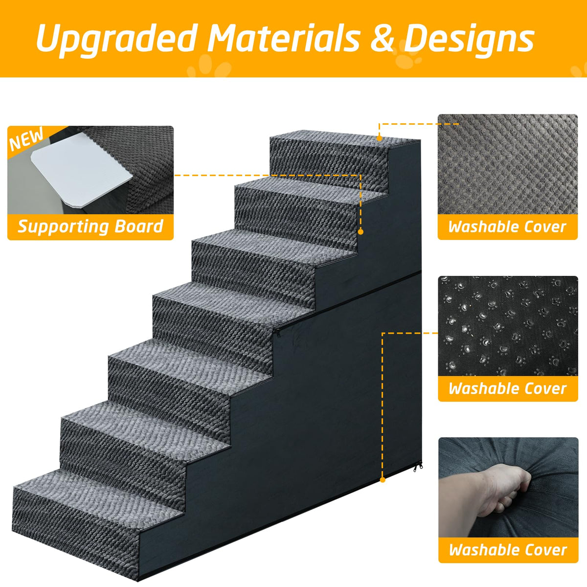 31" H 7-Step Non-Slip Extra Wide Dog Stairs Z5958
