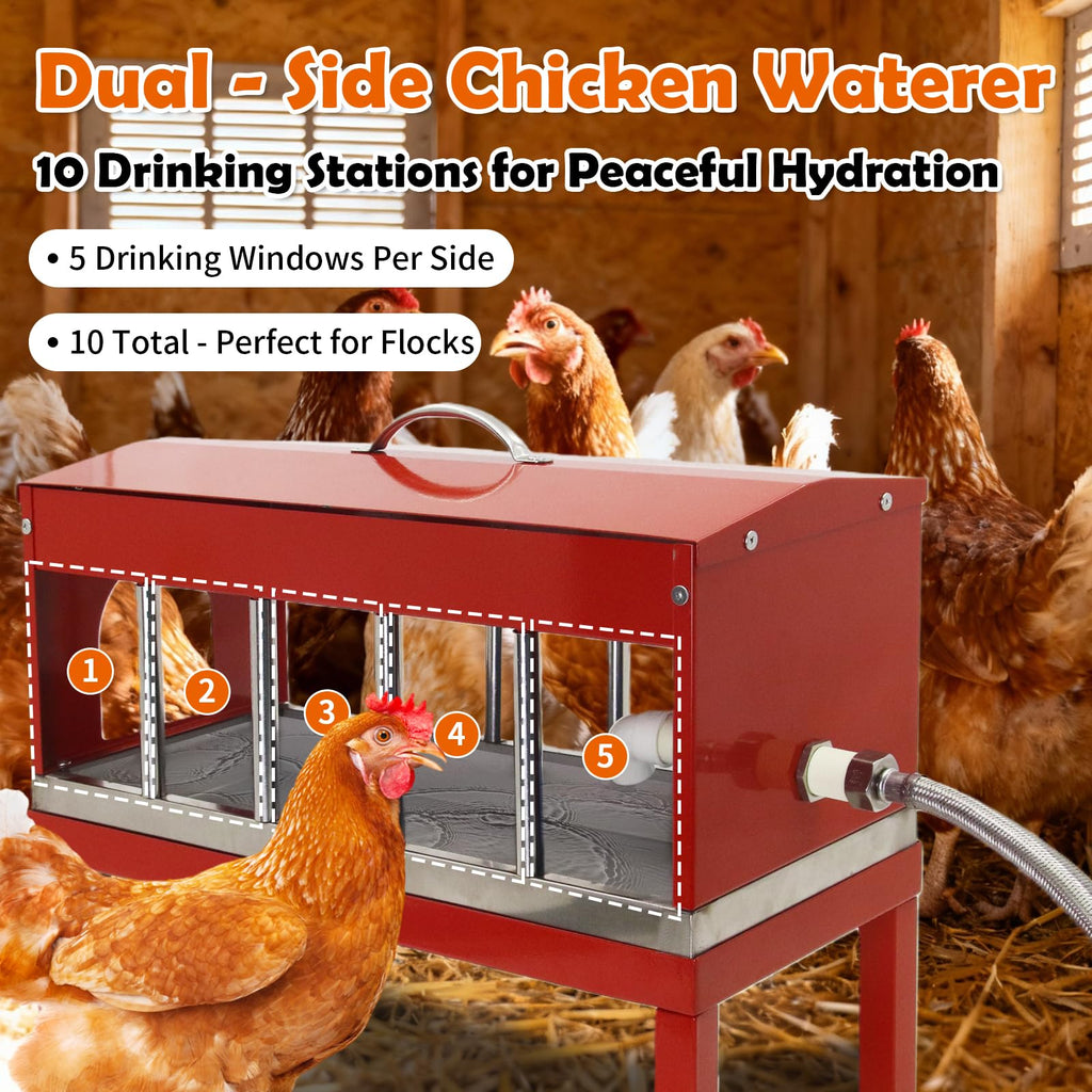 Automatic Stainless Steel Poultry Waterer with Float Valve B103659
