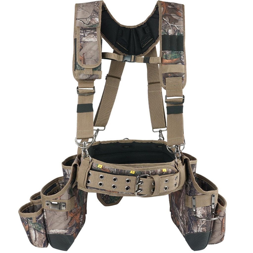 Camo Tool Belt with Suspenders Heavy Duty Carpenter Rig K2964