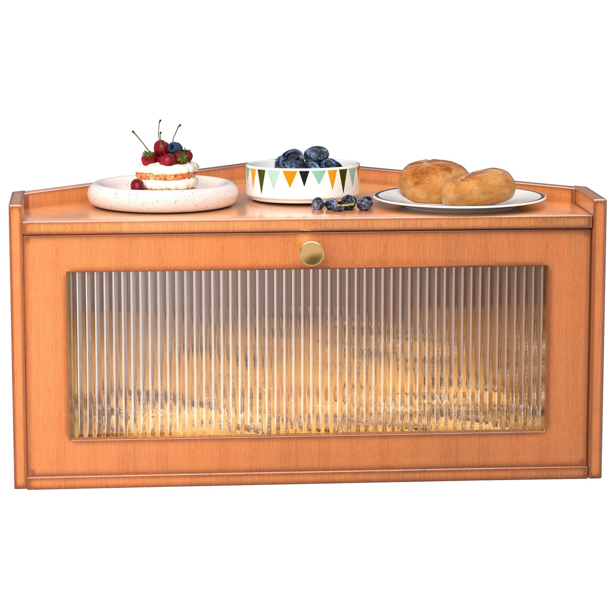 Bamboo Wooden Bread Box with Acrylic Window I291