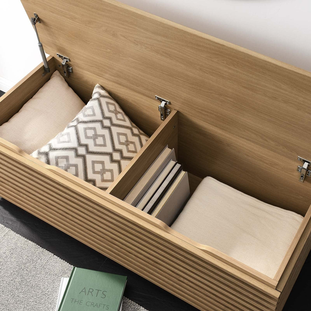 Oak Wood Grain Storage Bench P369