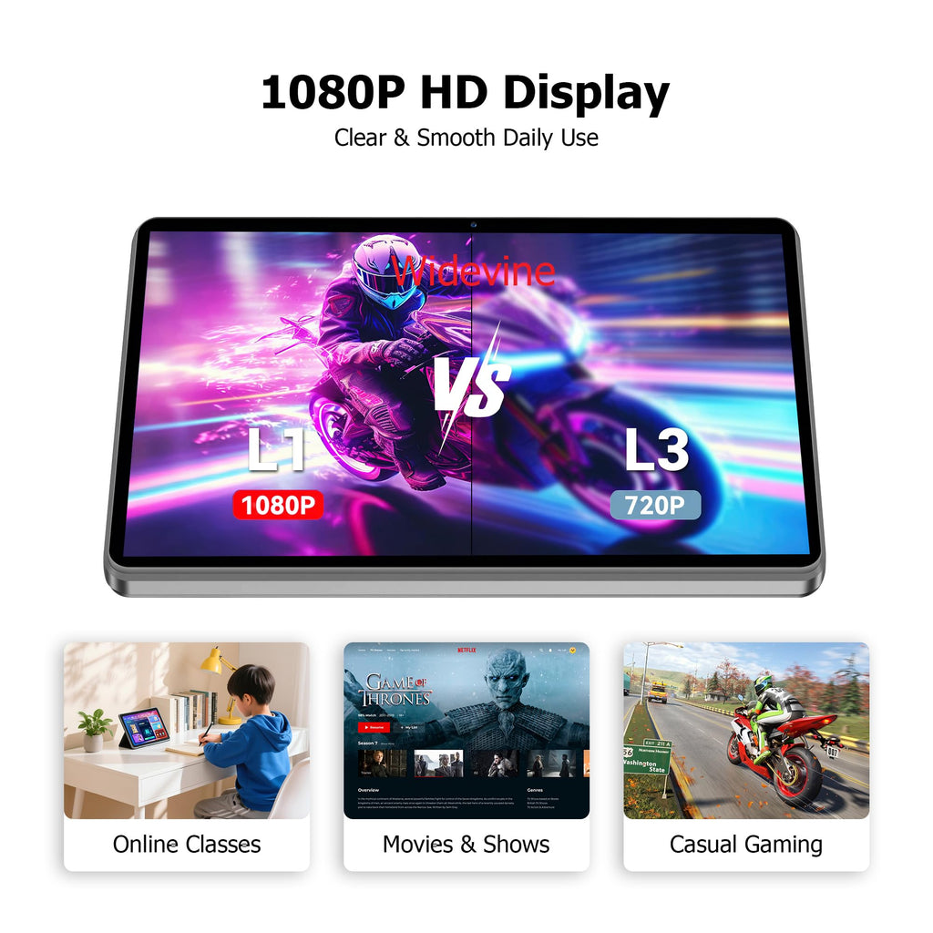 10.1" Android 16 Tablet with Keyboard, 30GB RAM 64GB ROM, Gray T810