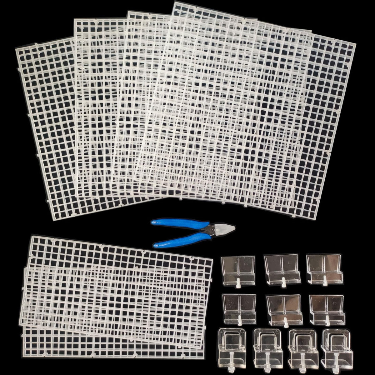Aquarium Cover Kit 6 Customizable Plastic Grid Lid with Clips T6412
