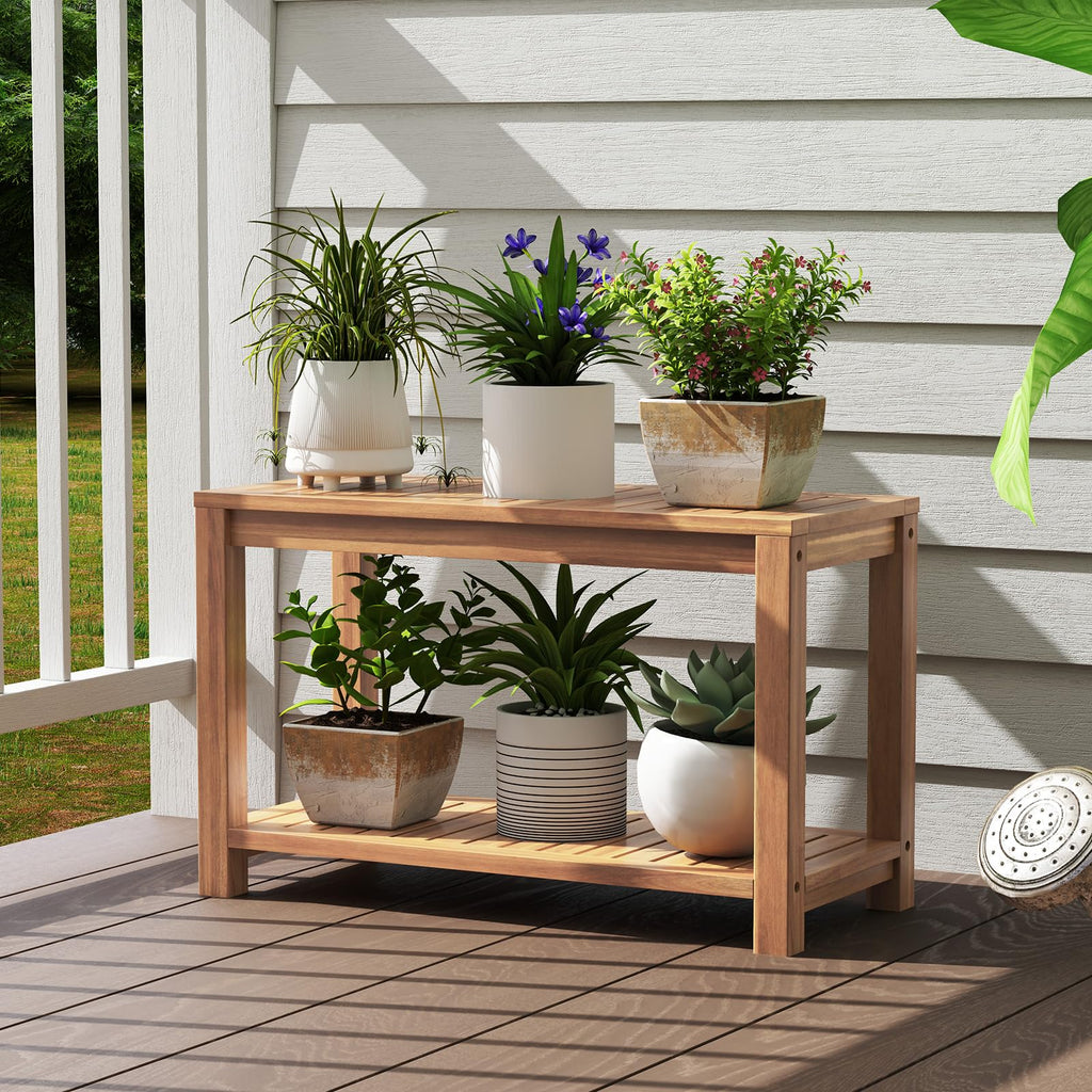 Teak Shower Bench with Shelf D63429
