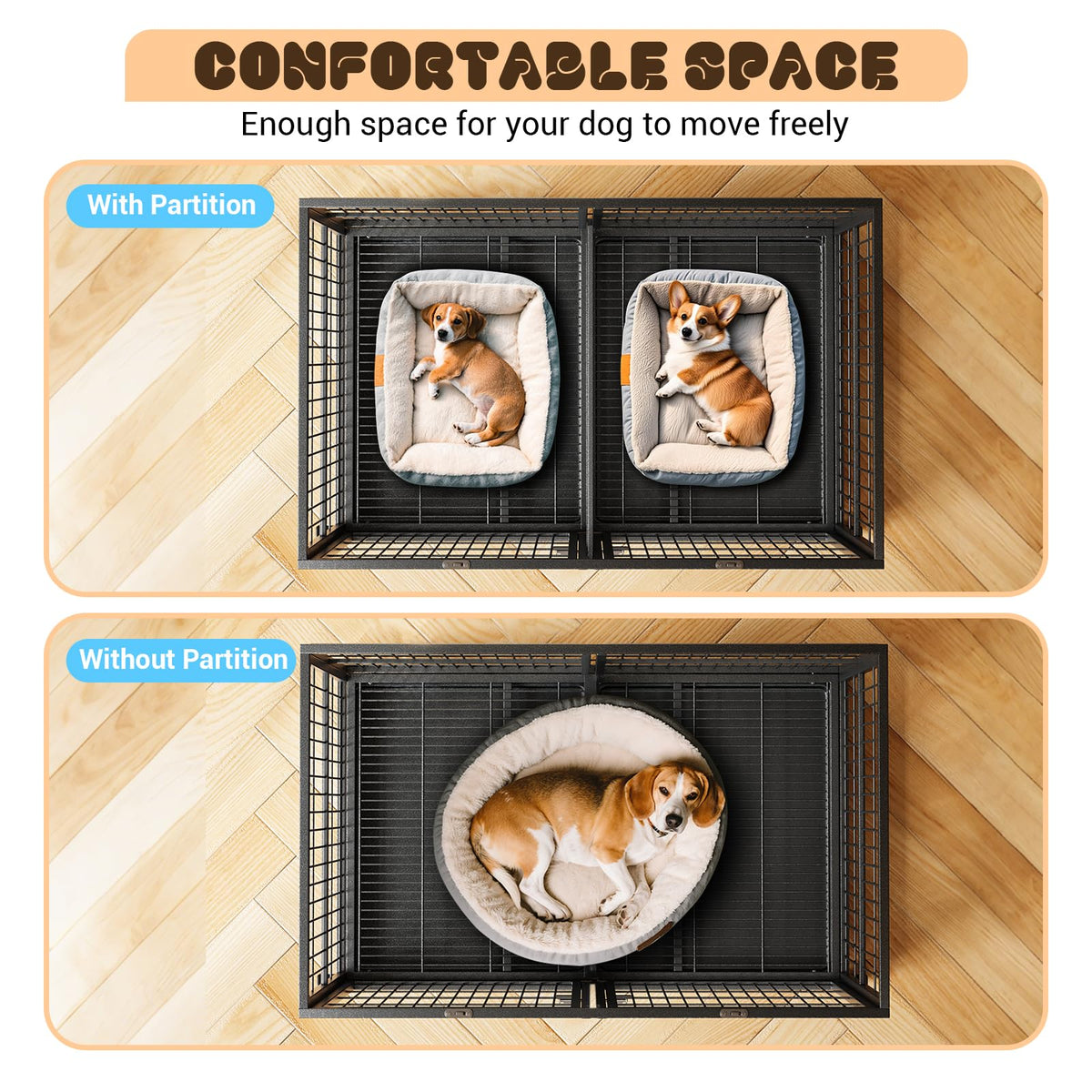 48 Inches Heavy Duty Metal Dog Crate with Divider and Wheels K257789