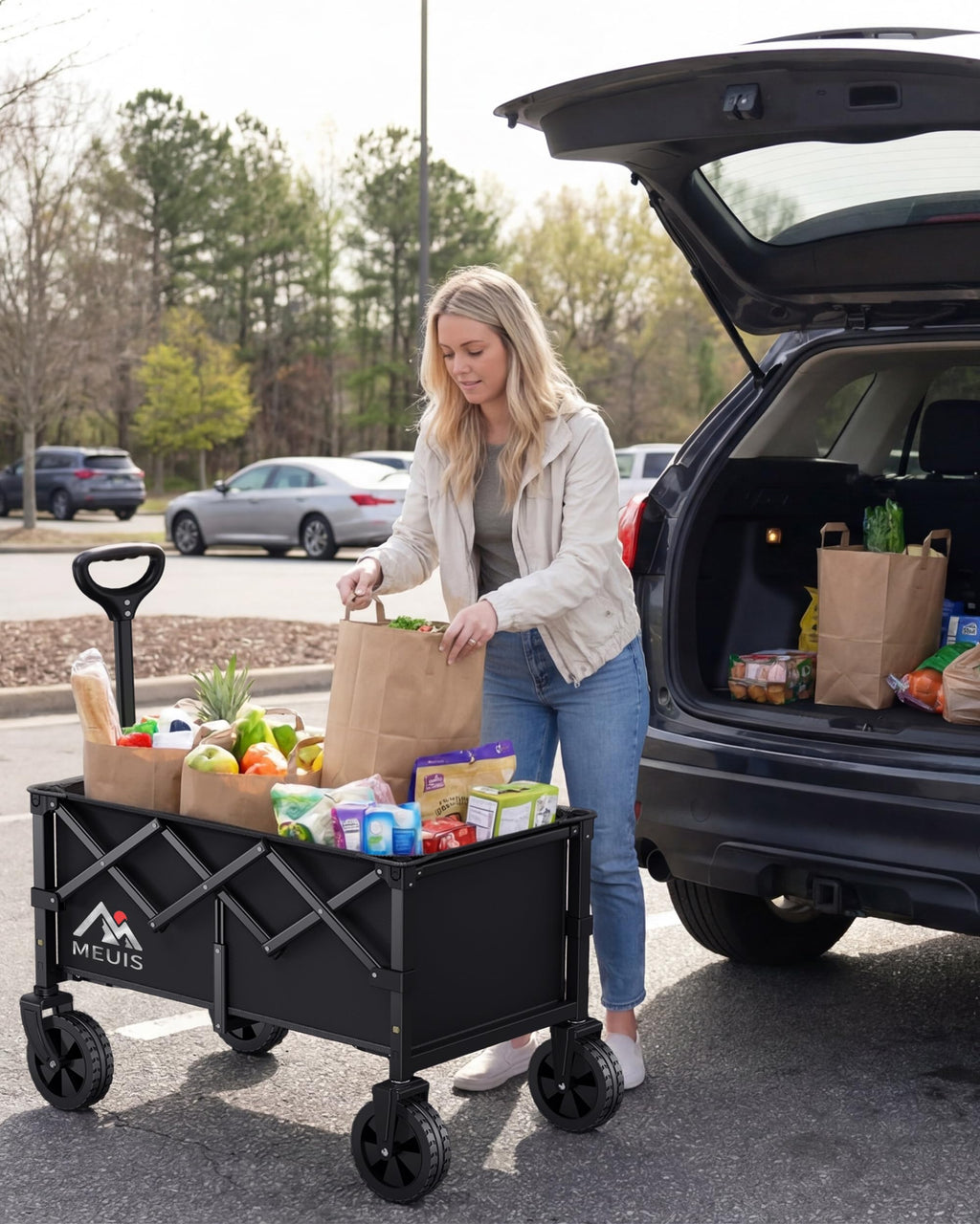 Collapsible Grocery Wagon Cart with Wheels A520