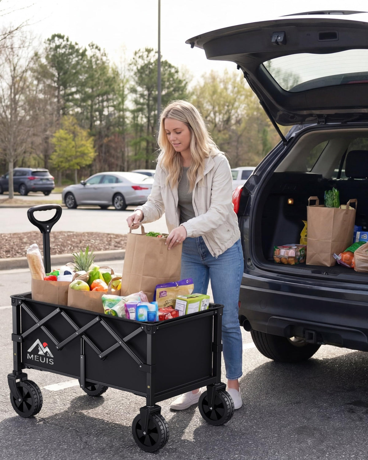 Collapsible Grocery Wagon Cart with Wheels A520