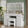 47" White Makeup Vanity with 13 Drawers and HD Mirror D621250