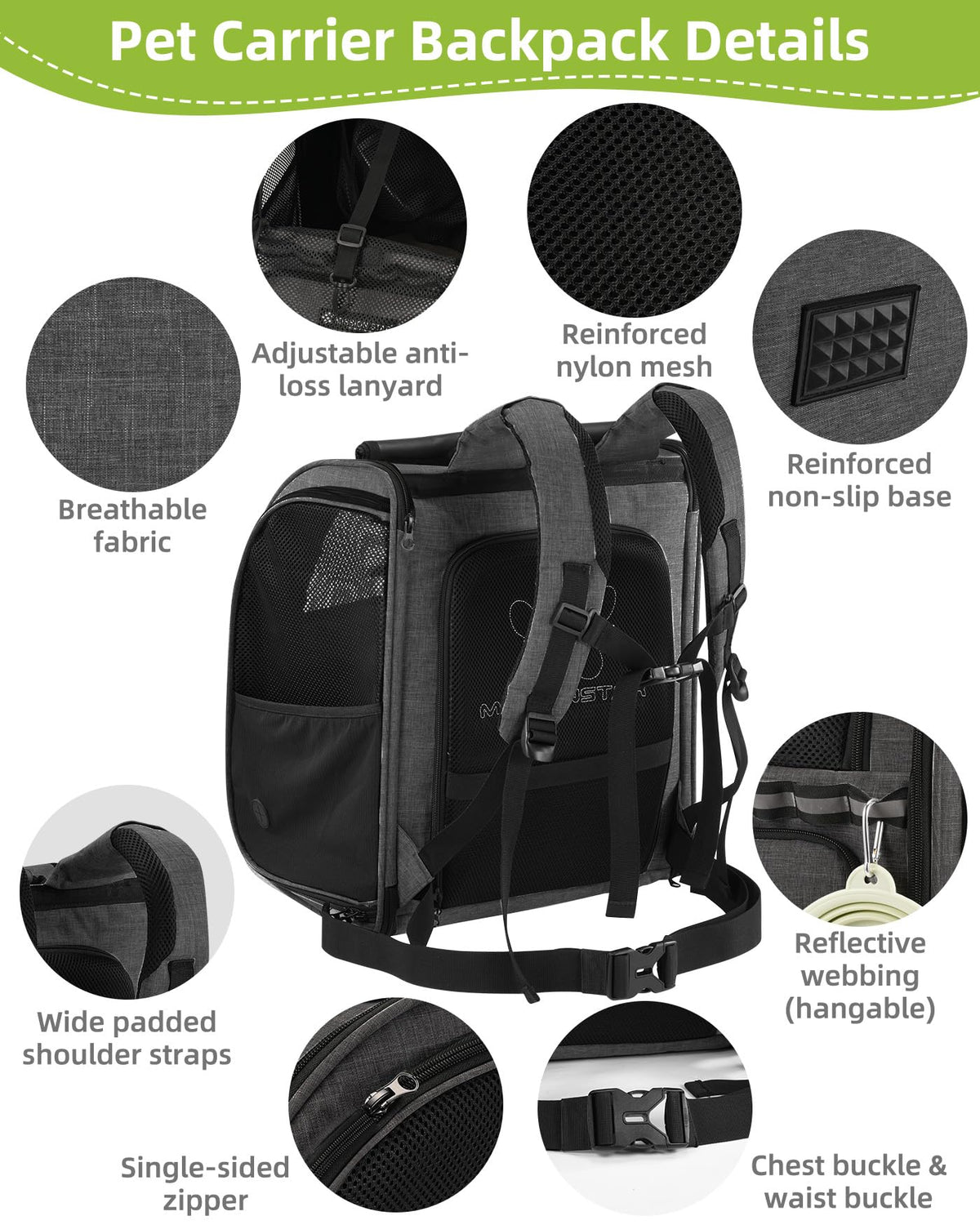 Expandable Breathable Mesh Cat Dog Carrier Backpack M92200