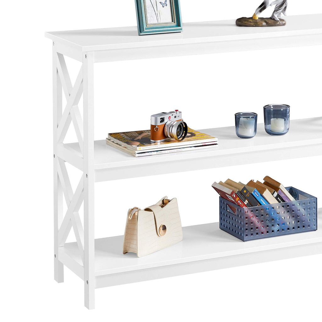 White 3-Tier Narrow Console Table V512
