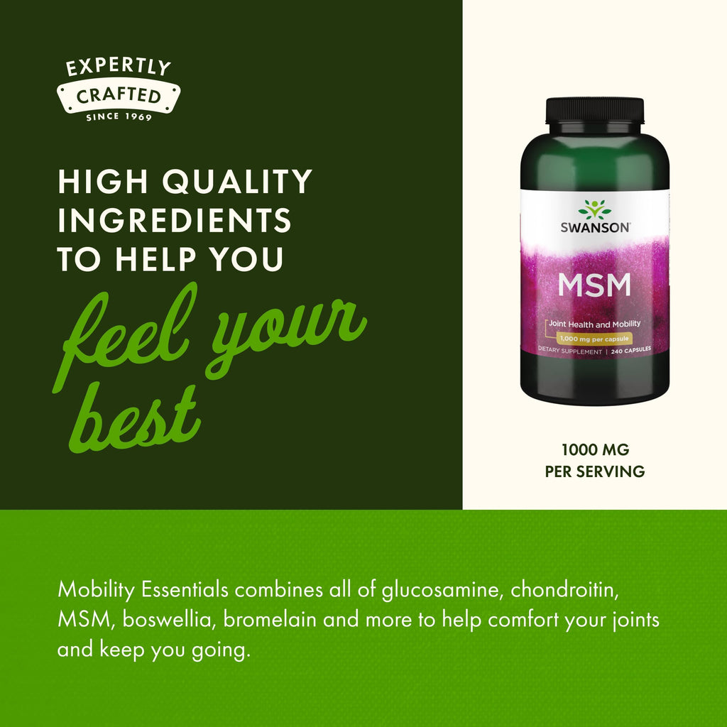 MSM Joint Health Supplement, 1000 mg, 240 Capsules P2289