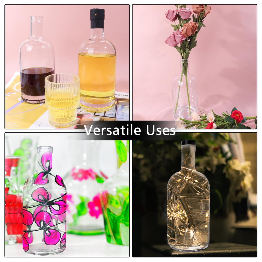 4 Pack 25oz Clear Glass Bottles with Cork Lids N34356