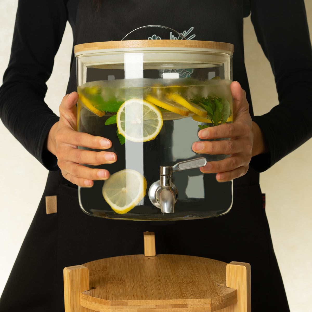 Glass Drink Dispenser with Stand, 1/2 Gallon Stainless Spigot W783