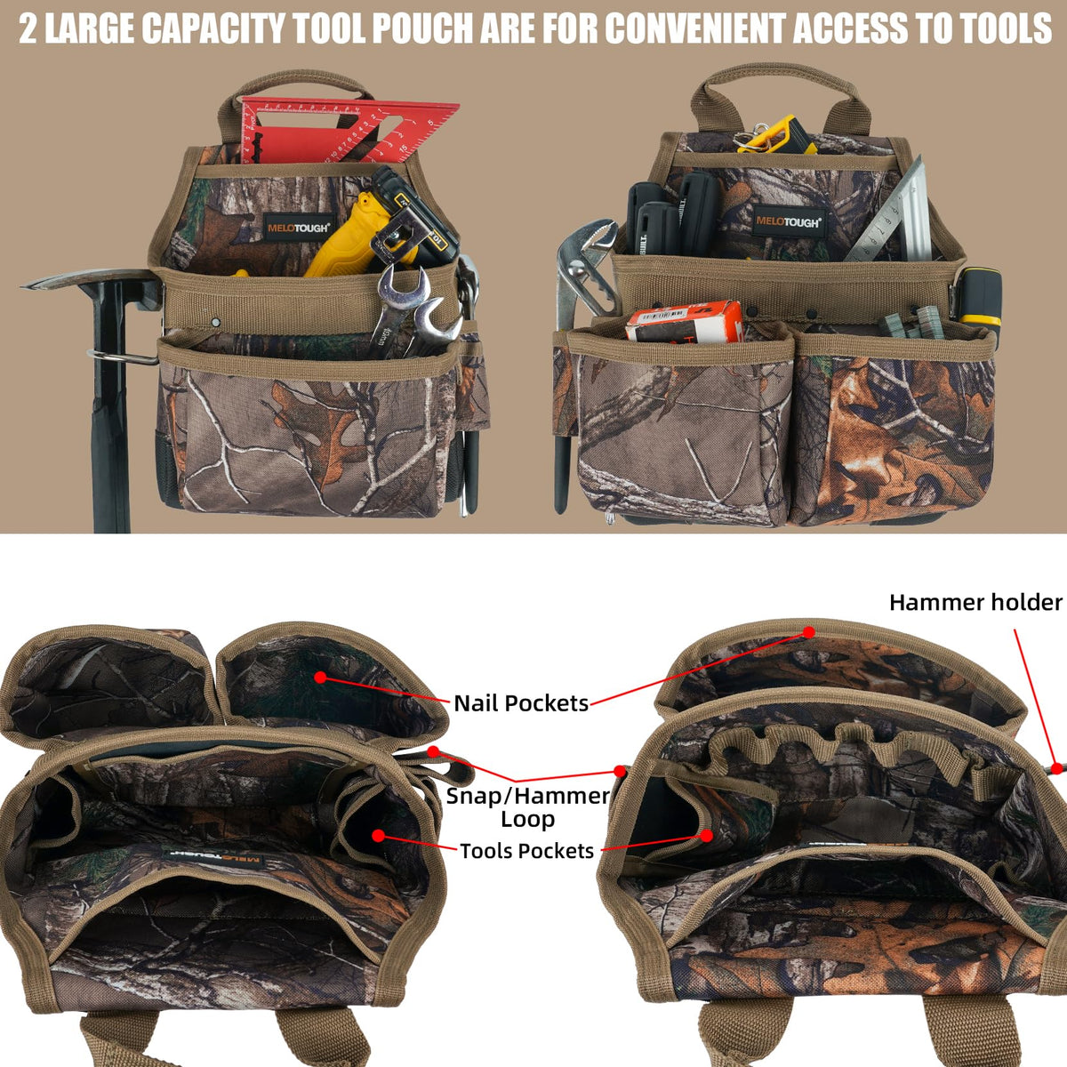 Camo Tool Belt with Suspenders Heavy Duty Carpenter Rig K2964