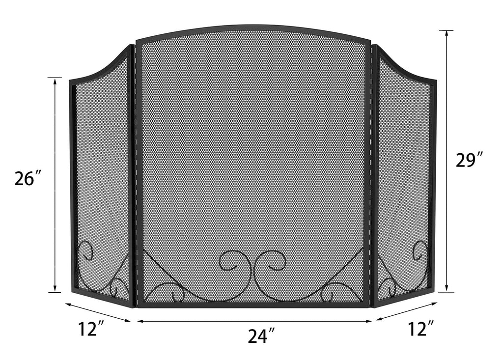 Black Wrought Iron Fireplace Screen C271